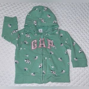 Baby Gap Infant Girls Zippered Hoodie Sweatshirt Mint Green Floral Size 6-12 mth